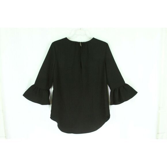 Catherine Malandrino Top XS Black Womens Sequin Ruffle Cocktail - Picture 8 of 12